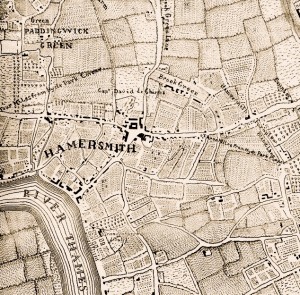 Map of early Hammersmith c 1746
